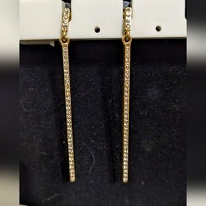 ⭐Linear Gold Bar Earrings with Crystal Detail⭐